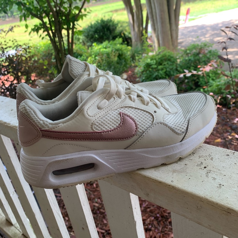 Nike Cream and Pink Sneakers with Air Max Technology
